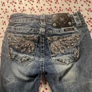 Y2K Miss me size 24 womens cuffed capri low rise jeans angel wing pockets